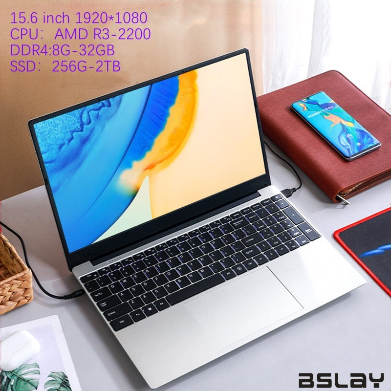 MAx Support 32GB 2TB SSD Ultrabook Metal Computer 5G Wifi Bluetooth Ryzen R3 2200U windows 11Pro Metal portable gaming laptop