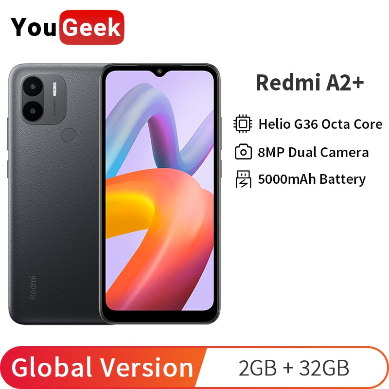 New Xiaomi Redmi A2+ Plus Global Version Helio G36 Octa Core 6.52" Dot Drop Display 8MP Dual Camera 5000mAh Battery