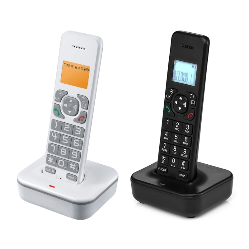 D1102B Fixed Landline Wireless Telephone Stylish with Multi Languages Caller Display Backlit and Number Storage