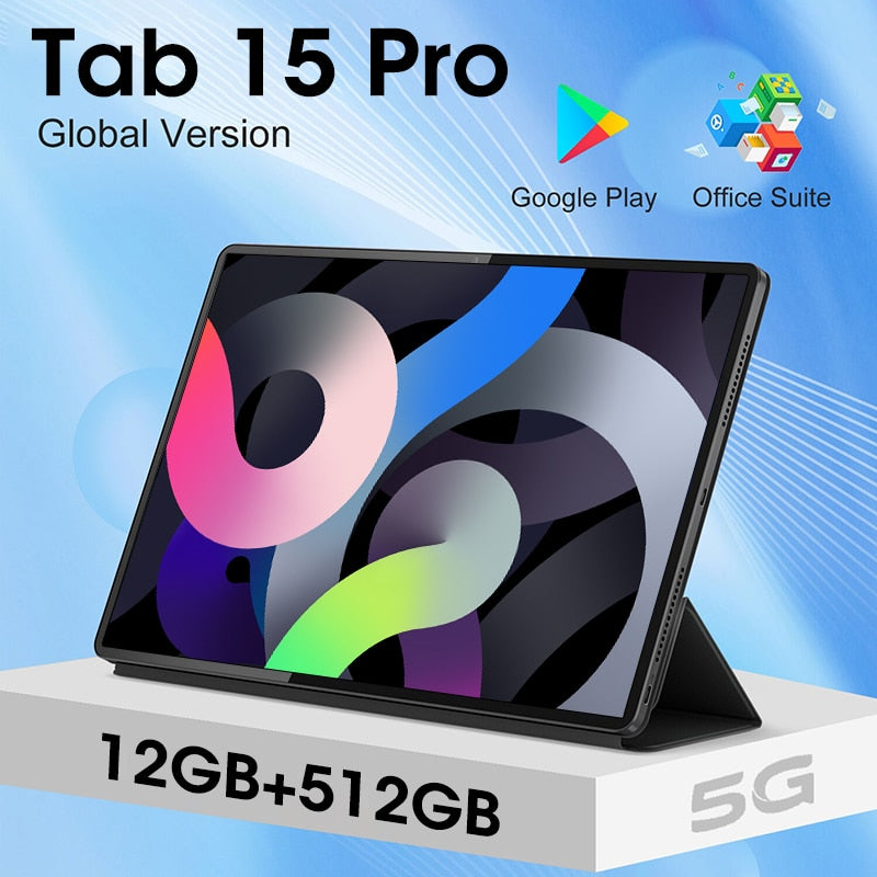Tab 15 Pro Tablet  Android 12 Global Version Snapdragon 888 Tablette PC 10.1 Inch 12GB 512GB Google Play Tablets 4G/5G Dual Sim
