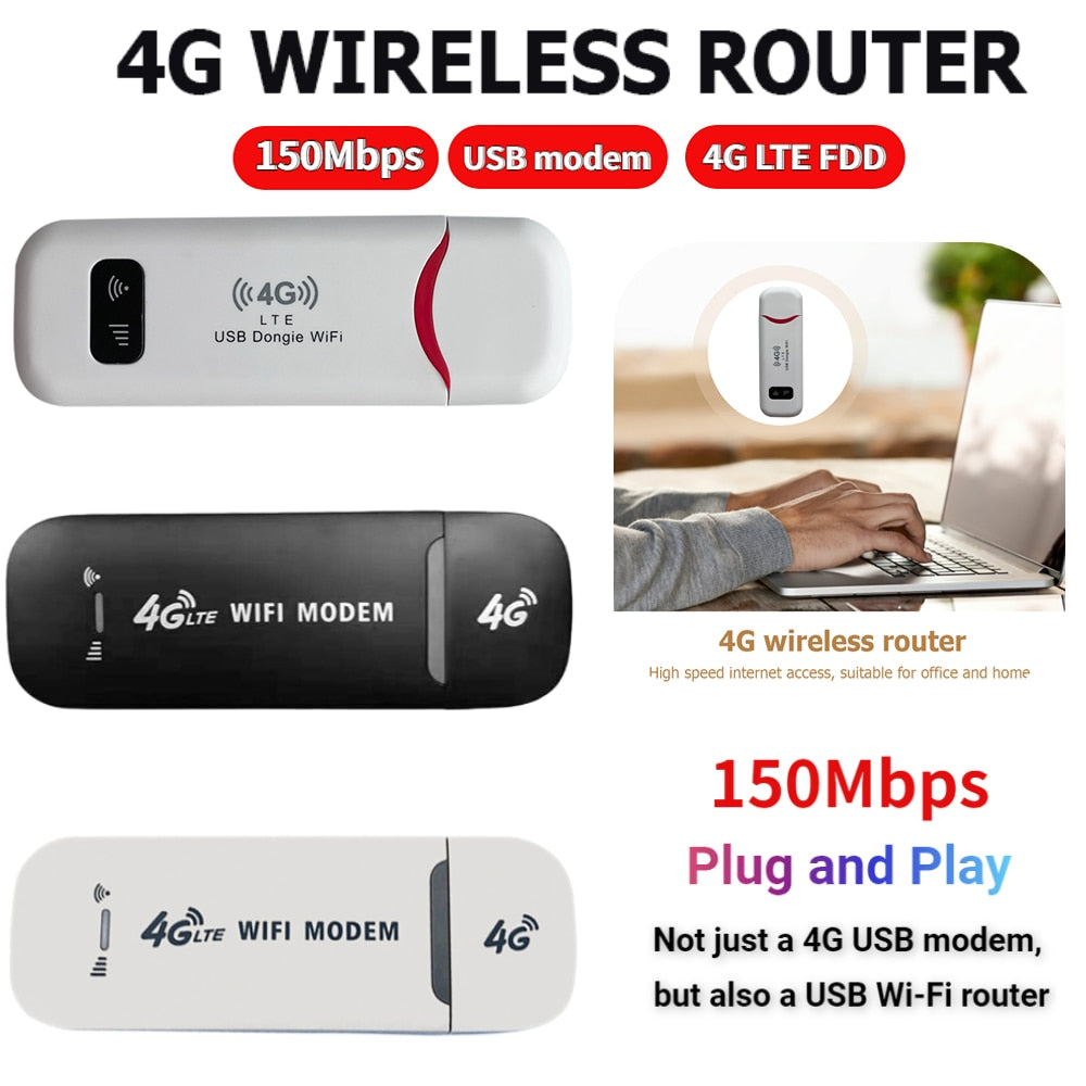 4G LTE Wireless Router USB Dongle Mobile Broadband 150Mbps Modem Stick 4G Card Router Wireless WiFi Network Adapter Home Office