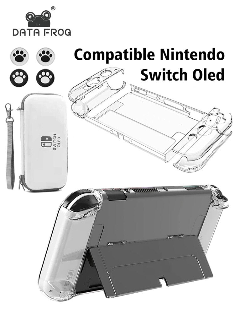 DATA FROG Crystal Protect Shell Compatible Switch OLED Transparent Hard Case Cover for Switch OLED Console Accessories