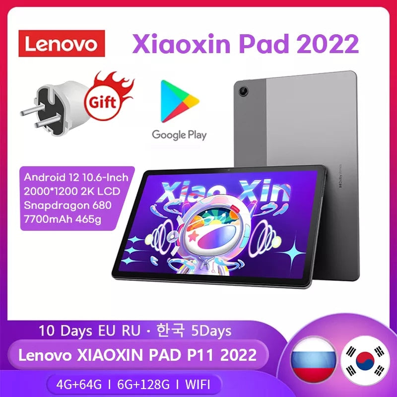 Global Firmware Lenovo Tab P11 K11Pro  Xiaoxin Pad 10.6 Inch WIFI 2K LCD Screen Snapdragon Octa Core 6GB 128GB Tablet Android 10