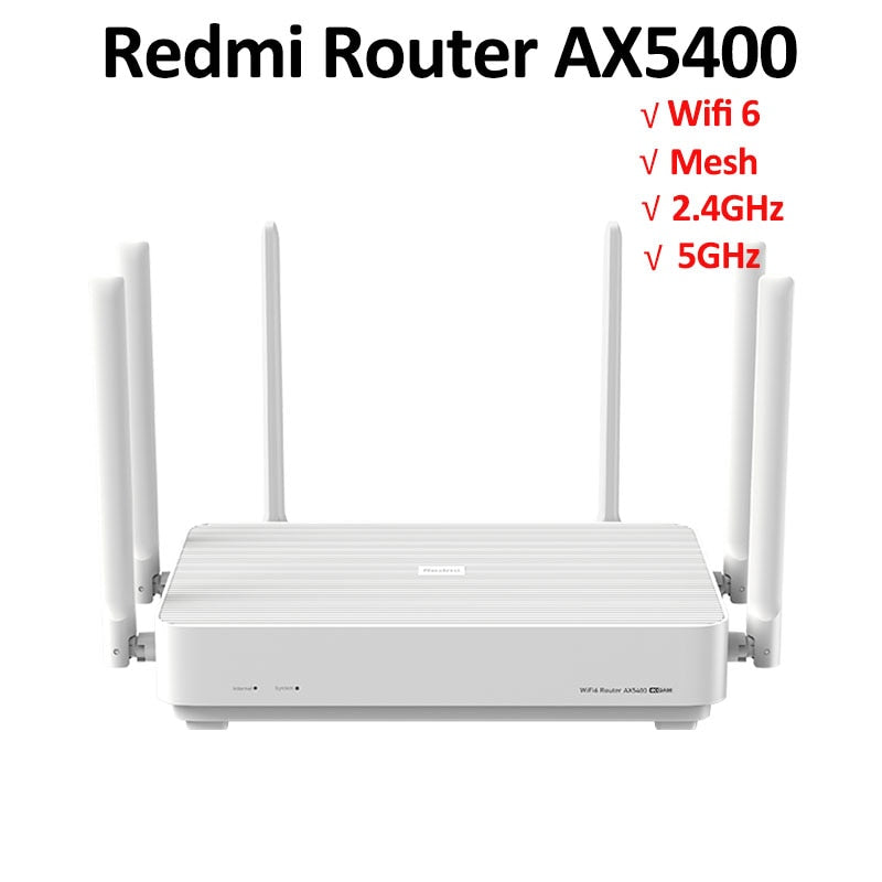 Original Xiaomi Redmi AX5400 Wifi Router Mesh System Wi-Fi 6 Plus 160MHz Work With Xiaomi mijia mihome App Network Cable
