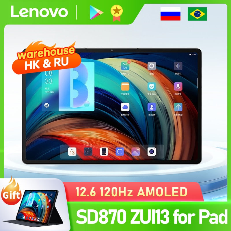 GlobalRom Lenovo tablet PC P12 PRO Xiaoxin Pad tablets TB-Q706F SD870 12.6inchIPS 8GB 256GB Android11 2K 120Hz AMOLED 10200mAh
