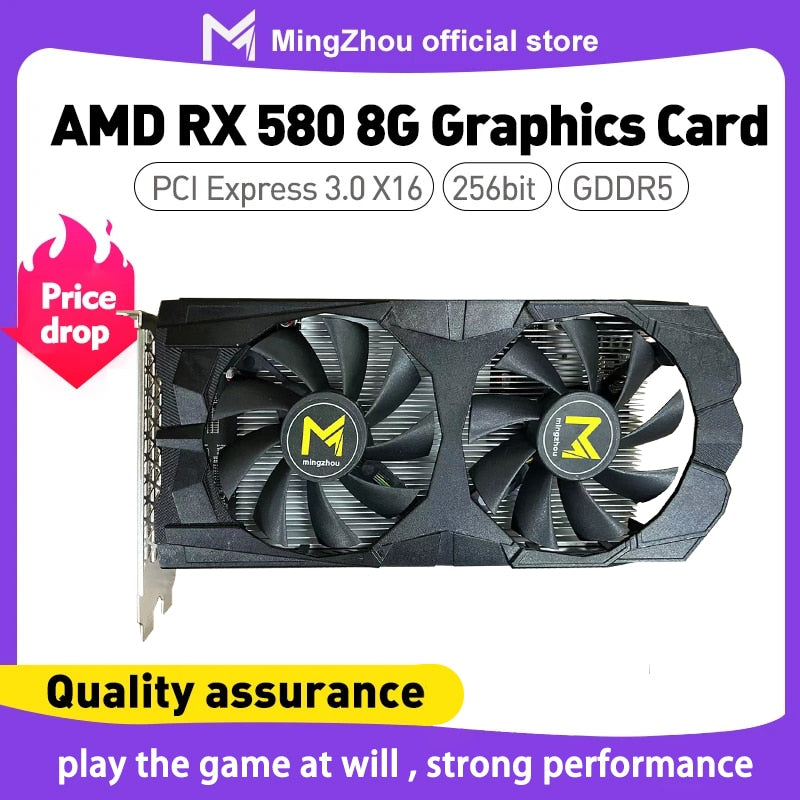 Radeon RX 580 8GB Gddr5 256bit GPU Computer Game Graphics Card Mining Hash Rate 28mh / S