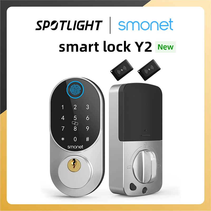 SMONET Smart Door Locks with Keypads Biometric Fingerprint Keyless Entry Deadbolt Touchscreen Electric Digital Auto Lock Home