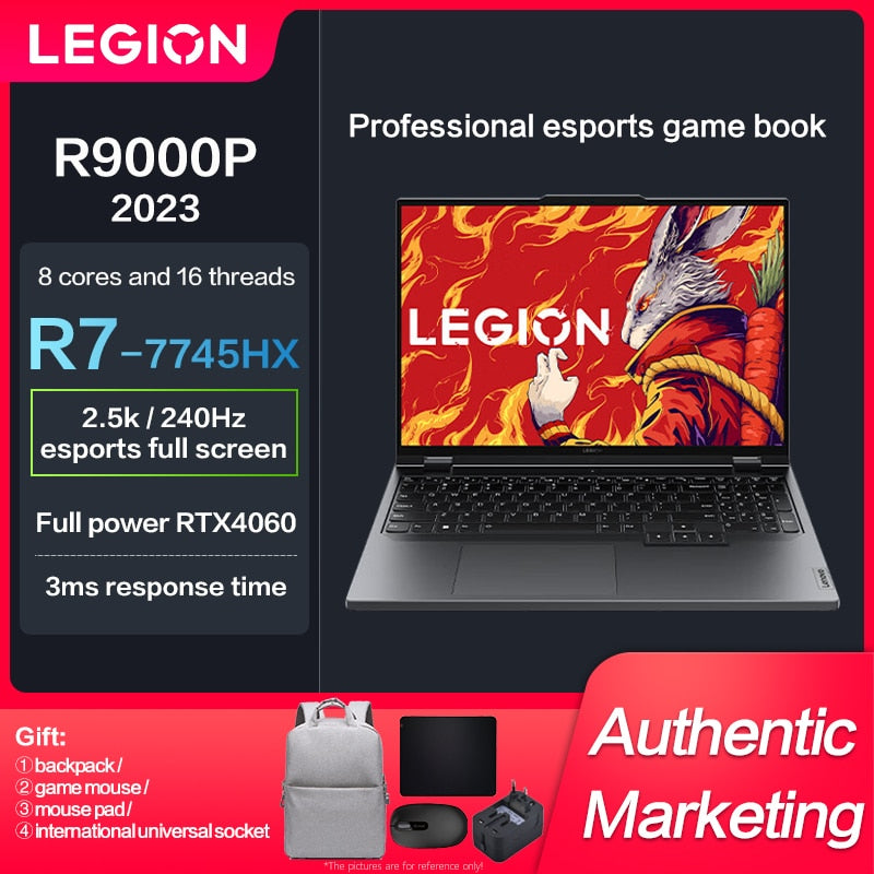 Lenovo Legion R9000P 2023 Esports Gaming Notebook Computer Laptops R7-7745HX R9-7945HX RTX4060 2.5k 240Hz Free Shipping