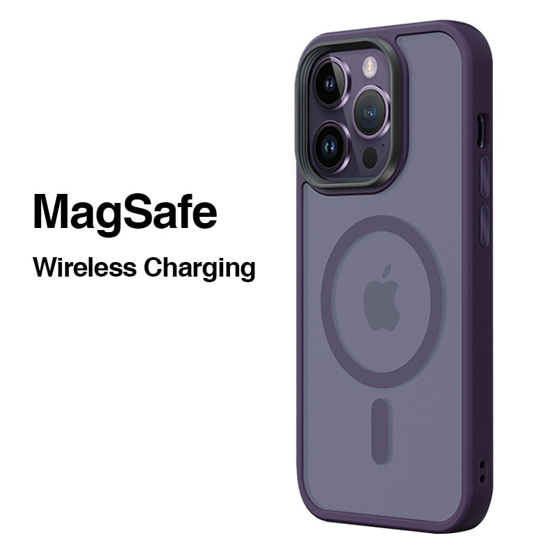 Original Translucent Matte Magsafe Magnetic Wireless Charging Phone Case For iPhone 14 13 12 11 Pro Max Solid Hard Cover Funda