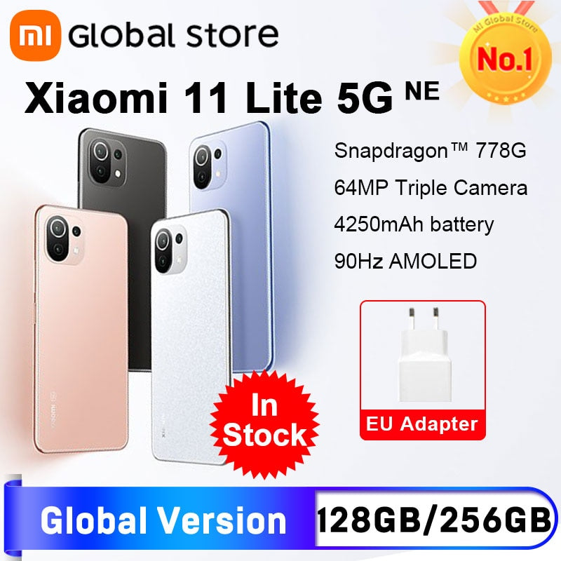 Global Version Xiaomi 11 Lite 5G NE 128GB /256GB Snapdragon 778G Octa Core 64MP Camera 90Hz Display