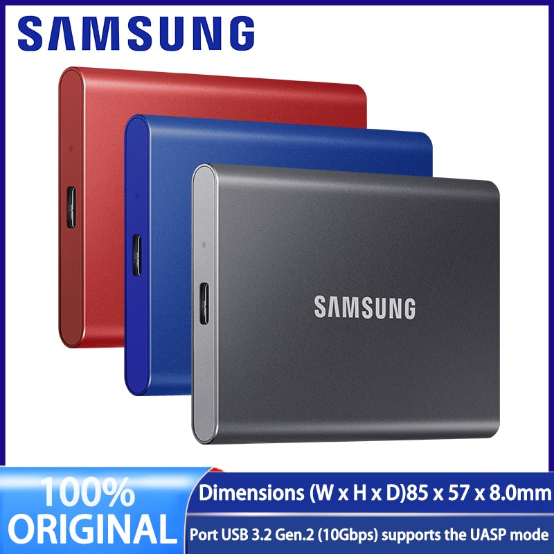 Samsung T7 Portable SSD 500GB 1TB 2TB External Disk Hard Drive Solid State Disk USB 3.2 Gen 2 Compatible SSD For Laptop Desktop