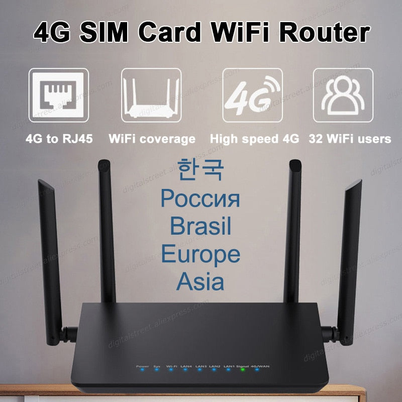 LTE CPE 4G router 300m CAT4 32 wifi users RJ45 WAN LAN wireless modem 4G SIM card wifi router