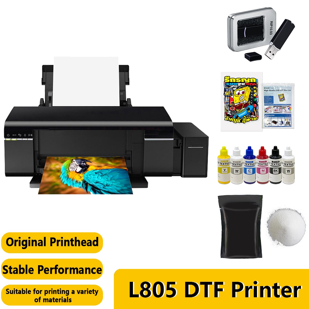 DTF Printer A4 DTF Transfer Film Printer L805 DTF Printer For t shirt PET Film Print DTF Ink Powder A4 shirt Printing Machine