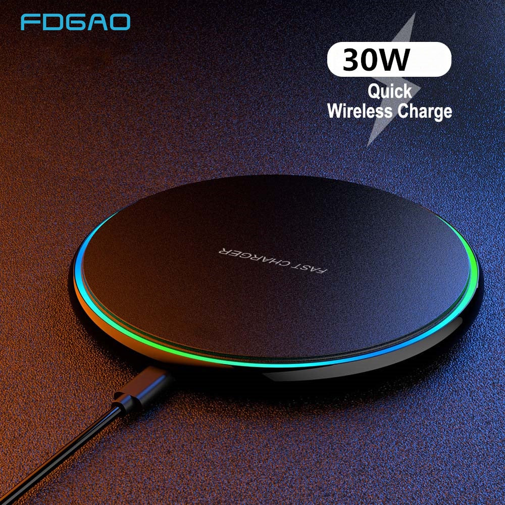 FDGAO 30W Wireless Charger USB C Fast Charging Pad Quick Charge QC 3.0 For iPhone 14 13 12 11 XS XR X 8 Samsung S22 S21 S20