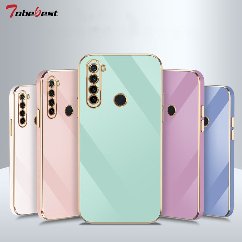 Luxury Square Plating Silicone Phone Case for Xiaomi Redmi Note 8 2021 8T 8A 7 5 Pro Coque Ultra Thin Protection Soft Back Cover