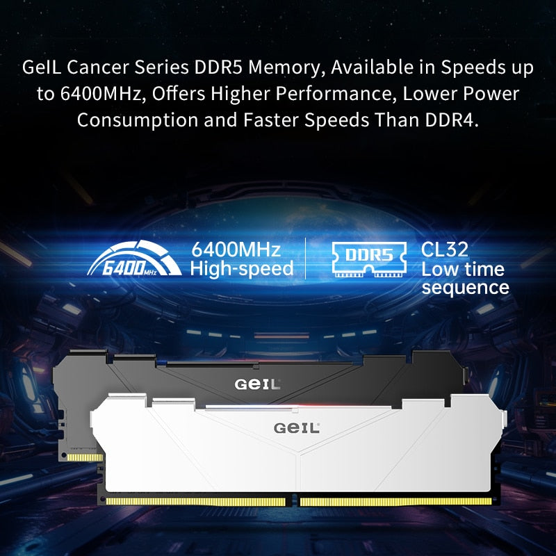 GeIL Memory Ram ddr5 5200MHZ 5600MHZ 6000MHZ Support XMP 1.25/1.35V 6400MHZ 6800MHZ RAM 16GB 32gb for Desktop PC Memoria RAM