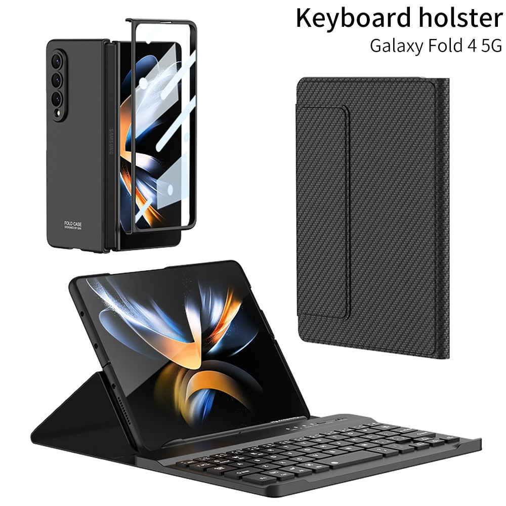 Magnetic Wireless Bluetooth Stand Leather Case For Samsung Galaxy Z Fold 3 4 Case keyboard protector With Pen Slot For Fold4 3