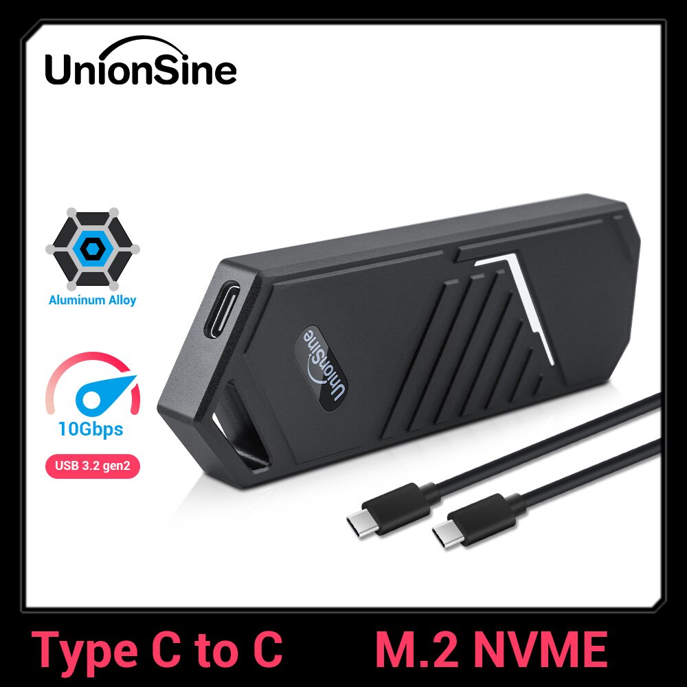 UnionSine M.2 SSD Enclosure NVMe 10Gbps PCIe SSD Box for NVME PCIE SSD Disk Box NVMe M Key Solid State Drive Case Support UASP