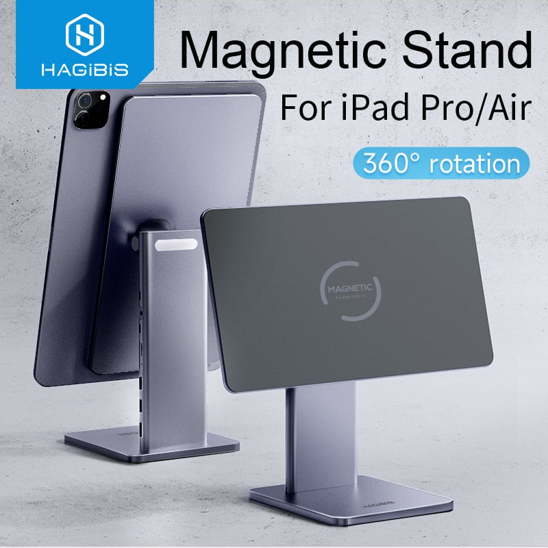 Hagibis Foldable Magnetic Stand for iPad Pro 12.9 3rd/4th/5th 11 Air iPad 10th Tablet Holder 10.9 Rotation bracket USB C Hub