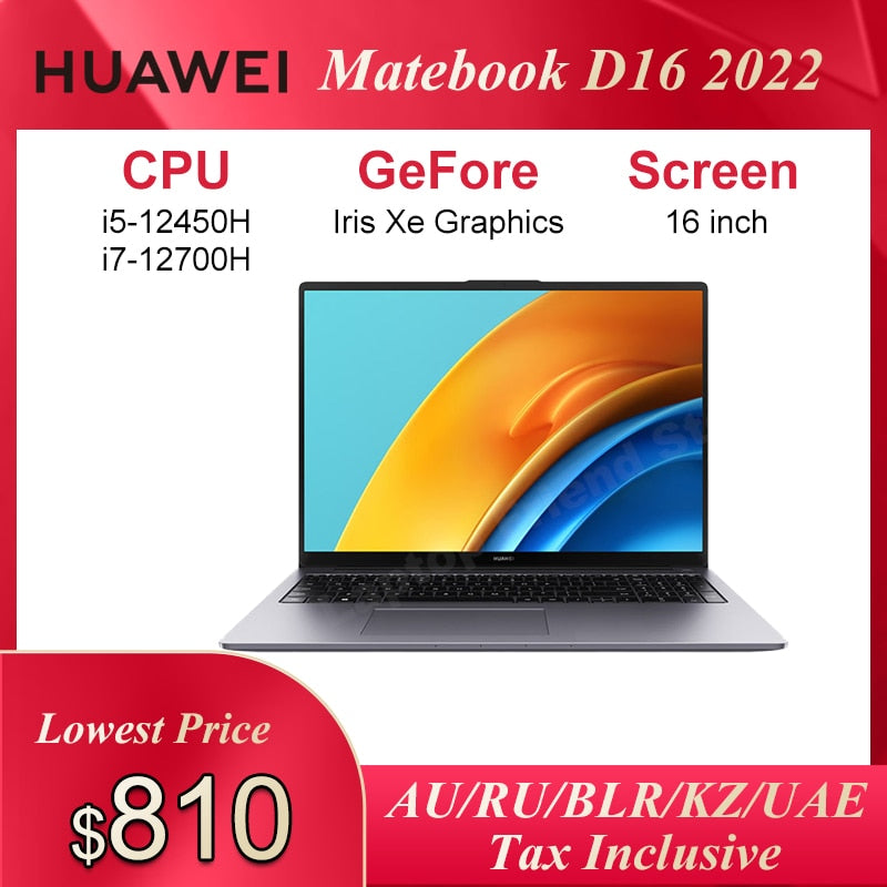 2022 HUAWEI MateBook D16 16-inch Laptop i5-12500H i7-12700H 16GB 512GB/1TB Netbook Office with Numeric Keypad Notebook Coumpter