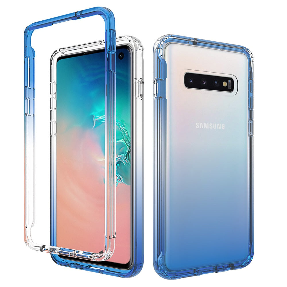 Luxury Thick Candy Color Transparent Case for Samsung Galaxy S10 / S10 Plus S10+ Hybrid Shockproof Shell Dual Layer Clear Cover