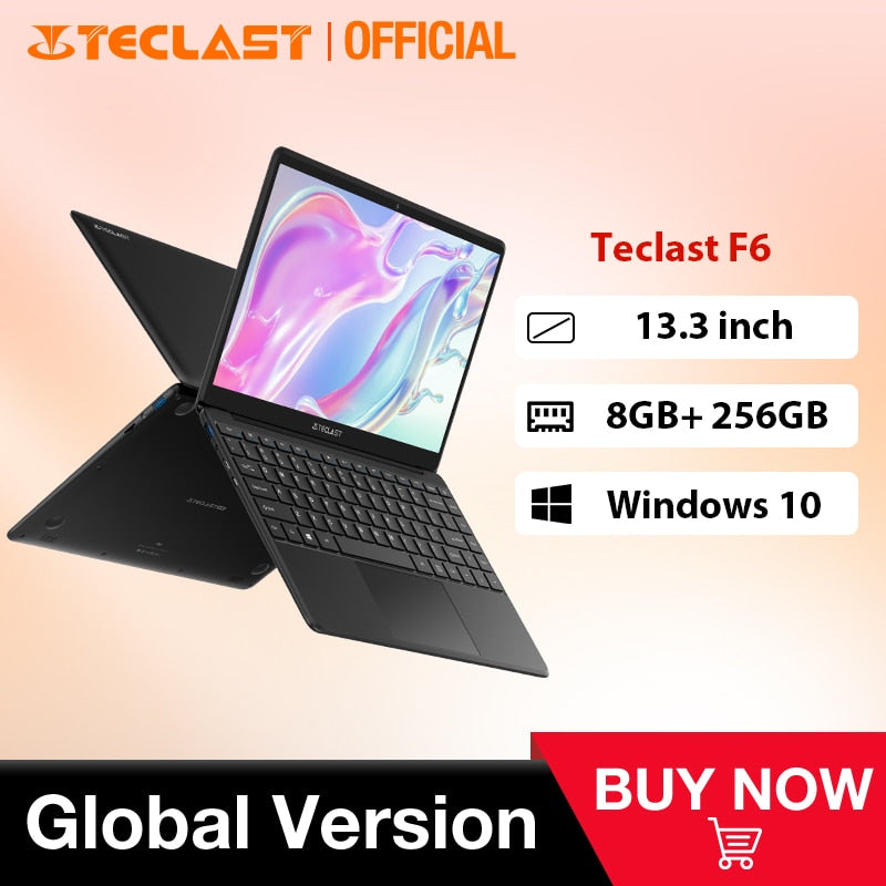 Newest Teclast F6 Laptop 13.3" FHD IPS 1920x1080 Intel Apollo Lake Windows 10 Laptops 8GB LPDDR4 128GB SSD Notebook 1.28KG