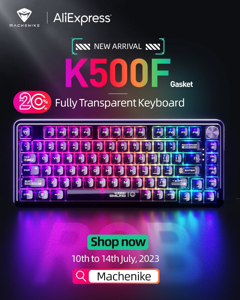 Machenike K500F Mechanical Keyboard Gasket Mount 75% Compact TKL Layout RGB Backlit Wired Mode Gaming Keyboard for PC Latop