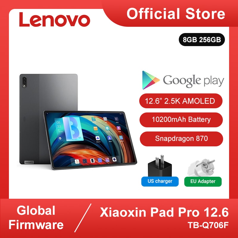 Global ROM Lenovo Tab P12 Pro Xiaoxin Pad Pro 12.6 Tablet 2.5K AMOLED 120Hz Snapdragon 870 8GB+256GB 4 JBL Speakers 10200mAh 30W