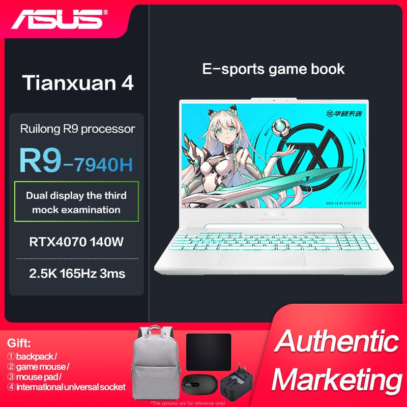 New Genuine Asus TUF4 Gaming Laptop Ryzen R9-7940H RTX4070/4060（140W） 15.6-inch E-SportsGame Notebook IPS Screen 165Hz 2.5K