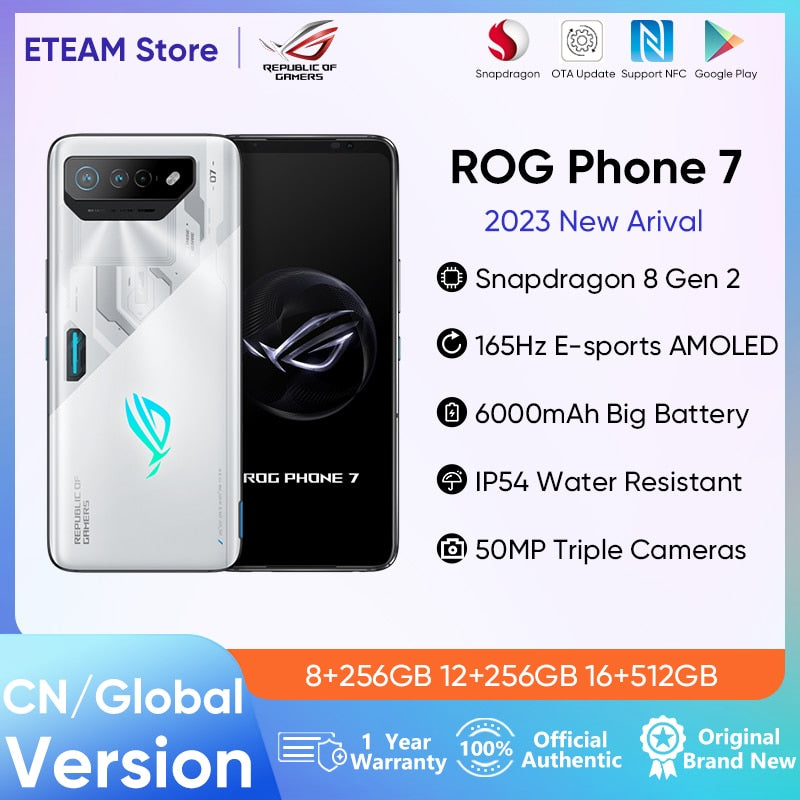 ASUS ROG Phone 7 Gaming Phone 2023 New Snapdragon 8 Gen 2 6.78'' 165Hz AMOLED 6000mAh 65W Fast Charge 5G Smartphone Rog 7 pro