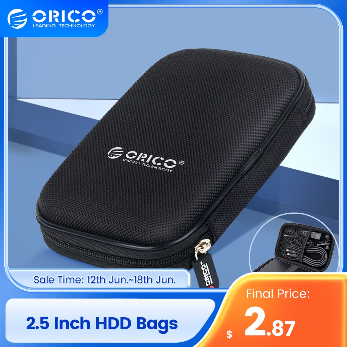 ORICO 2.5 Inch HDD Box Bag Case Portable Hard Drive Bag for External Portable HDD hdd box case storage Protection Black/Red/Blue