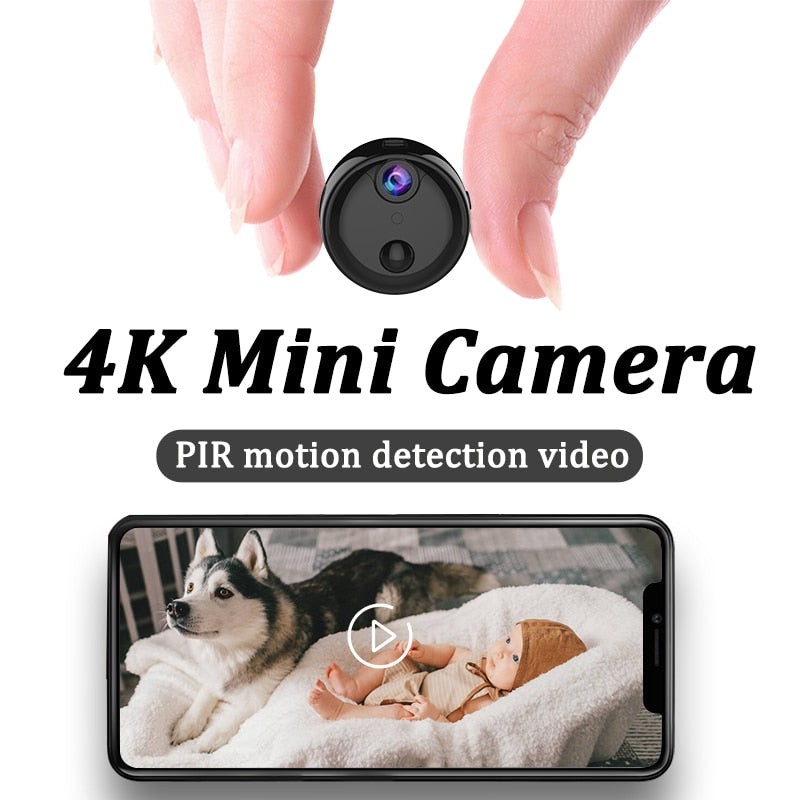 Mini 4K Camera Small WiFi Wireless Nanny Cam Home Security Cameras Tiny Office Secret Surveillance Cams with AI Human Detection