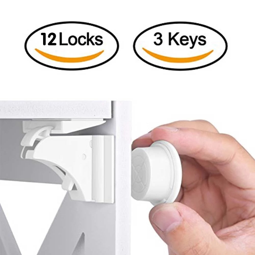 HONTUSEC Kids Security Baby Lock Magnetic Child Lock Cabinet Drawer Door Lock Children Protection Lock No Drilling Baby Lock