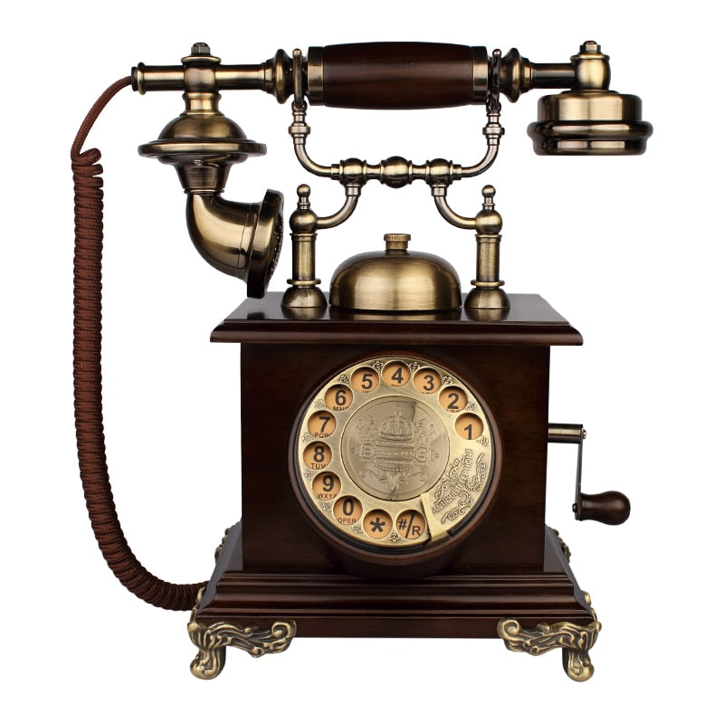 Classical Old Telephone European Vintage Fashion Solid Wood Home Retro Wired Fixed House Phone Nostalgic Landline For Office