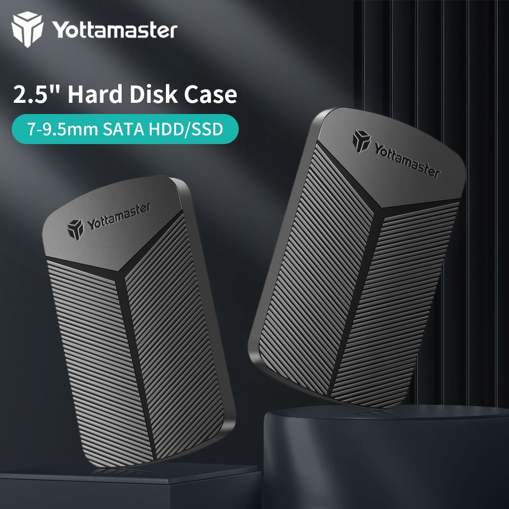 Yottamaster HDD 2.5" Hard Drive Enclosure SATA to Type-C HDD SSD Hard Disk Case for Support UASP for 7~9.5mm 2.5 Inch SSD/HDD