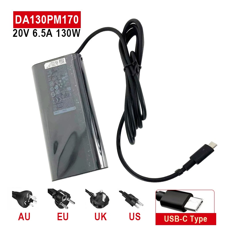 20V 6.5A 130W Type-C Laptop Ac Adapter Charger For Dell XPS 15 9500 9700 7590 12 9250 HA130PM130