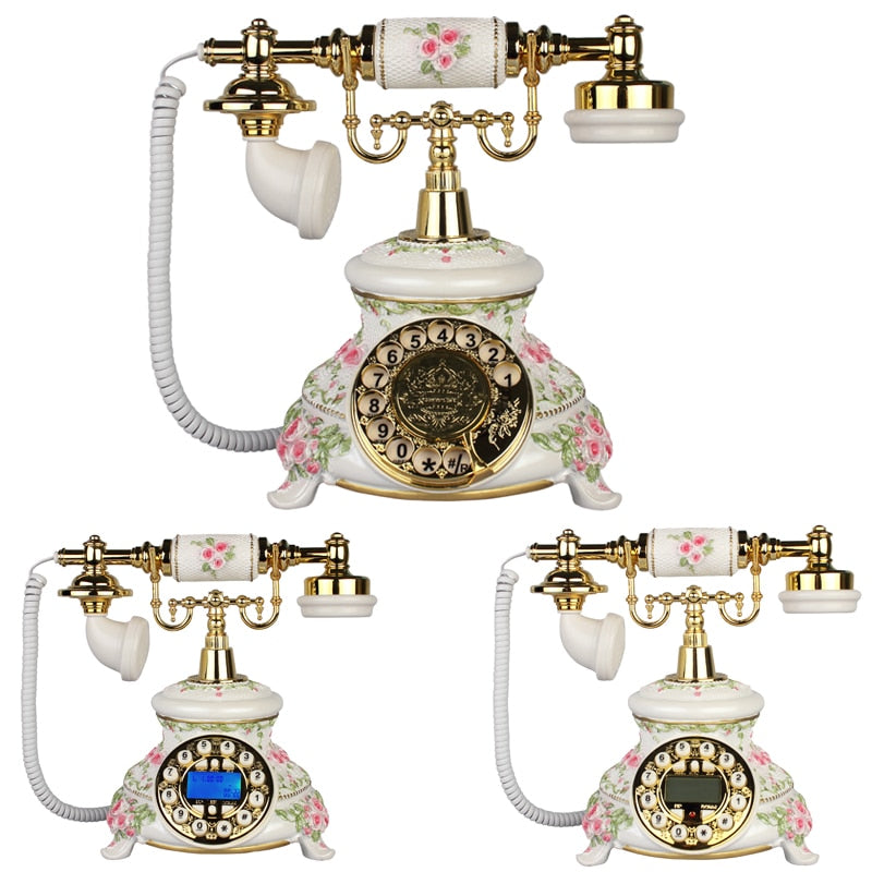 Retro Fixed Telephones Old Vintage Wired Home Landline Phones Push Button Dial And Rotary Dial Classic European Style