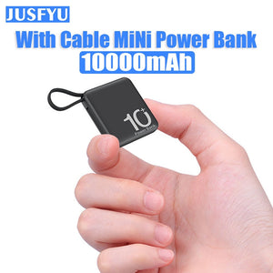 Mini Power Bank 10000mAh Portable External Battery Pack Built in Cable Powerbanks Spare Batteries for iPhone14 Samsung Xiaomiung
