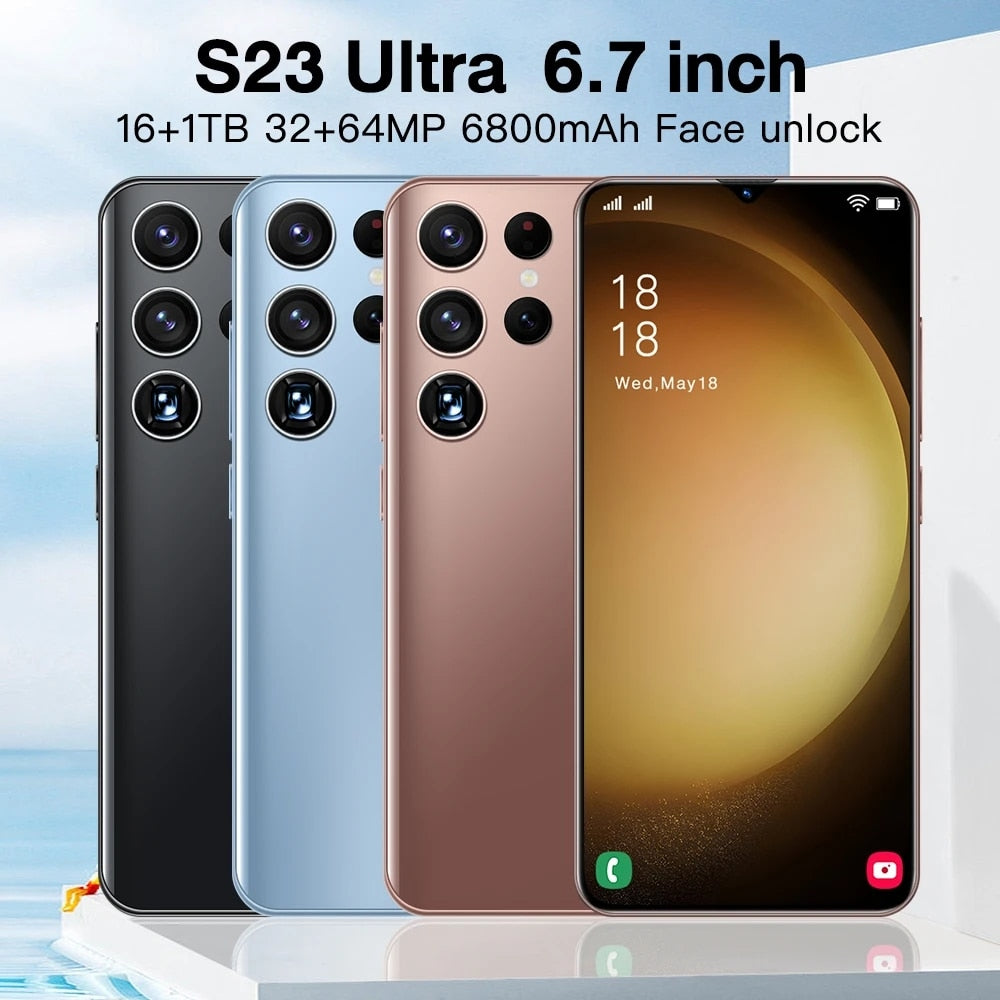Original S23 Ultra Smartphone 5G Android 6.7 Inch HD Full Screen Face ID 16GB+1TB Mobile Phones Global Version 3G 4G Cell Phone