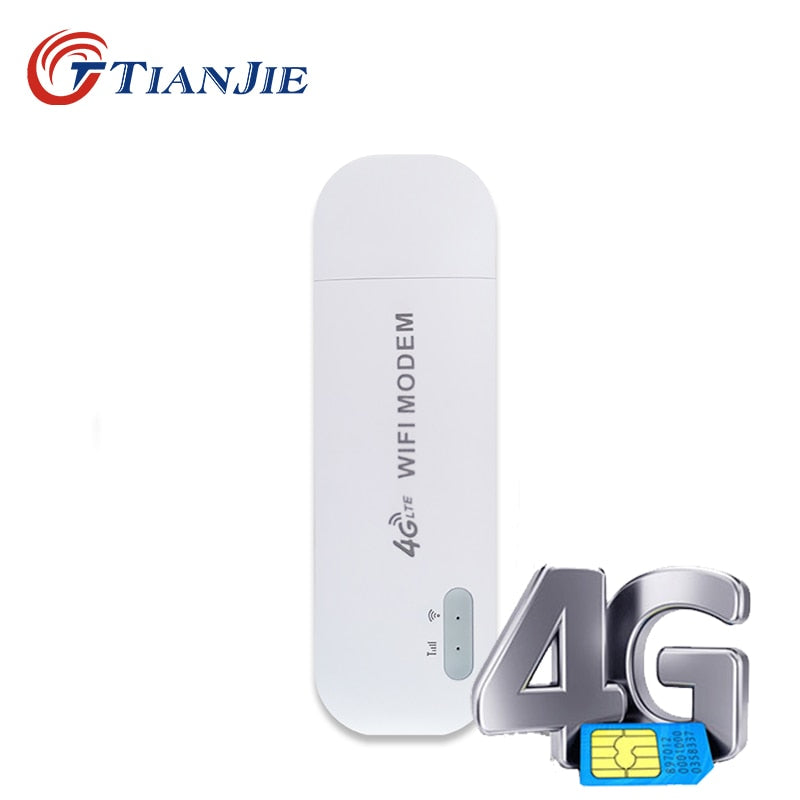 TIANJIE Unlocked LTE Router 3G/4G USB Wifi Wireless Car Modem Mini Wi-Fi Stick Network Data Hotspot Dongle With Sim Card Slot