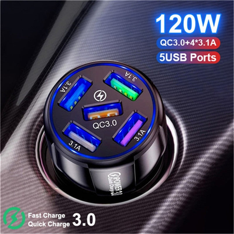 4 Ports USB Car Charge 48W Quick 7A Mini Fast Charging For iPhone 11 Xiaomi Huawei Mobile Phone Charger Adapter in Car