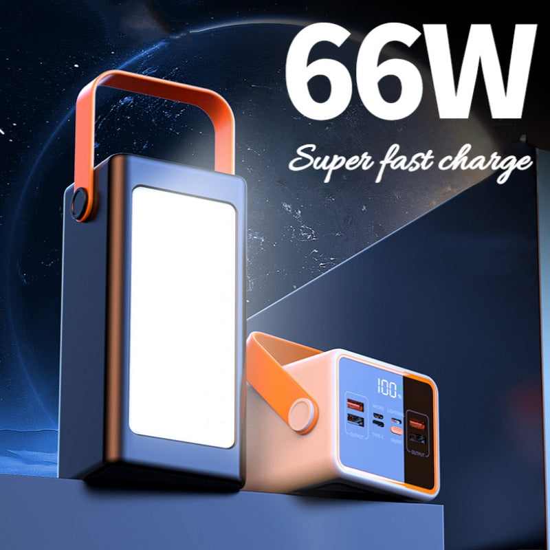 Power Bank 30000mAh 66W Super Fast Charger Powerbank for iPhone 14 Pro Max Laptop Batterie Externe LED Camping Light Flashlight