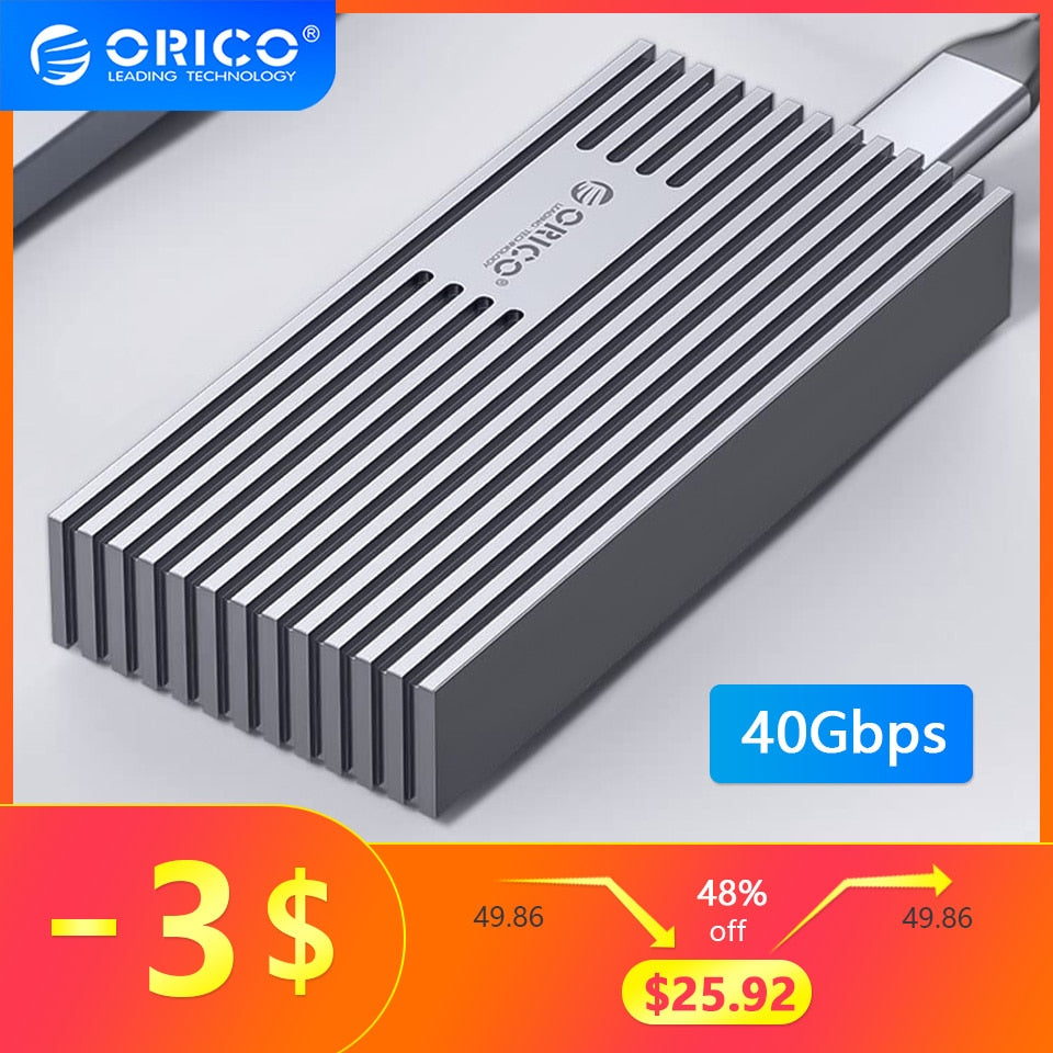 ORICO High Speed SSD Case 40Gbps M.2 NVMe Enclosure External HD Cover Thunderbolt 3/4 USB4 USB Type C 3.0 Drive Disk Storage Box