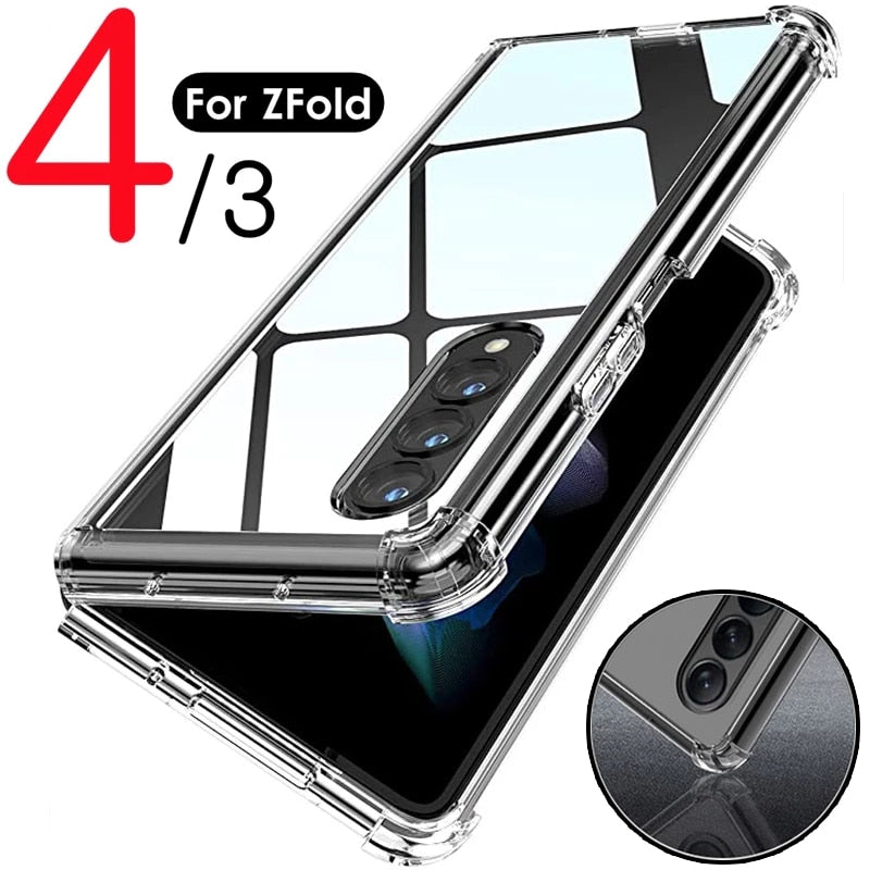 Shockproof Silicone Case for Samsung Galaxy Z Fold 4 3 Front Back Clear Cover for Galaxy Z Fold4 5G Bumper Shell Protective Case