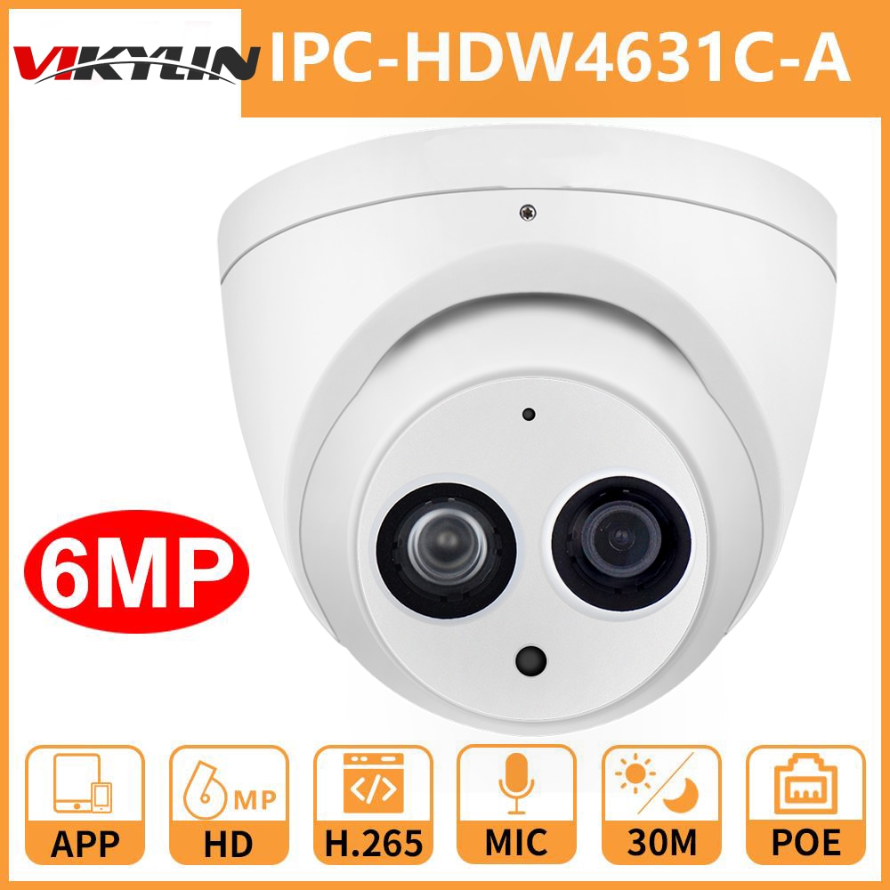 Vikylin Dahua OEM IP Camera Security 4MP IPC-HDW4433C-A 6MP IPC-HDW4631C-A Camara Surveillance Night Vision IR PoE Built-in Mic
