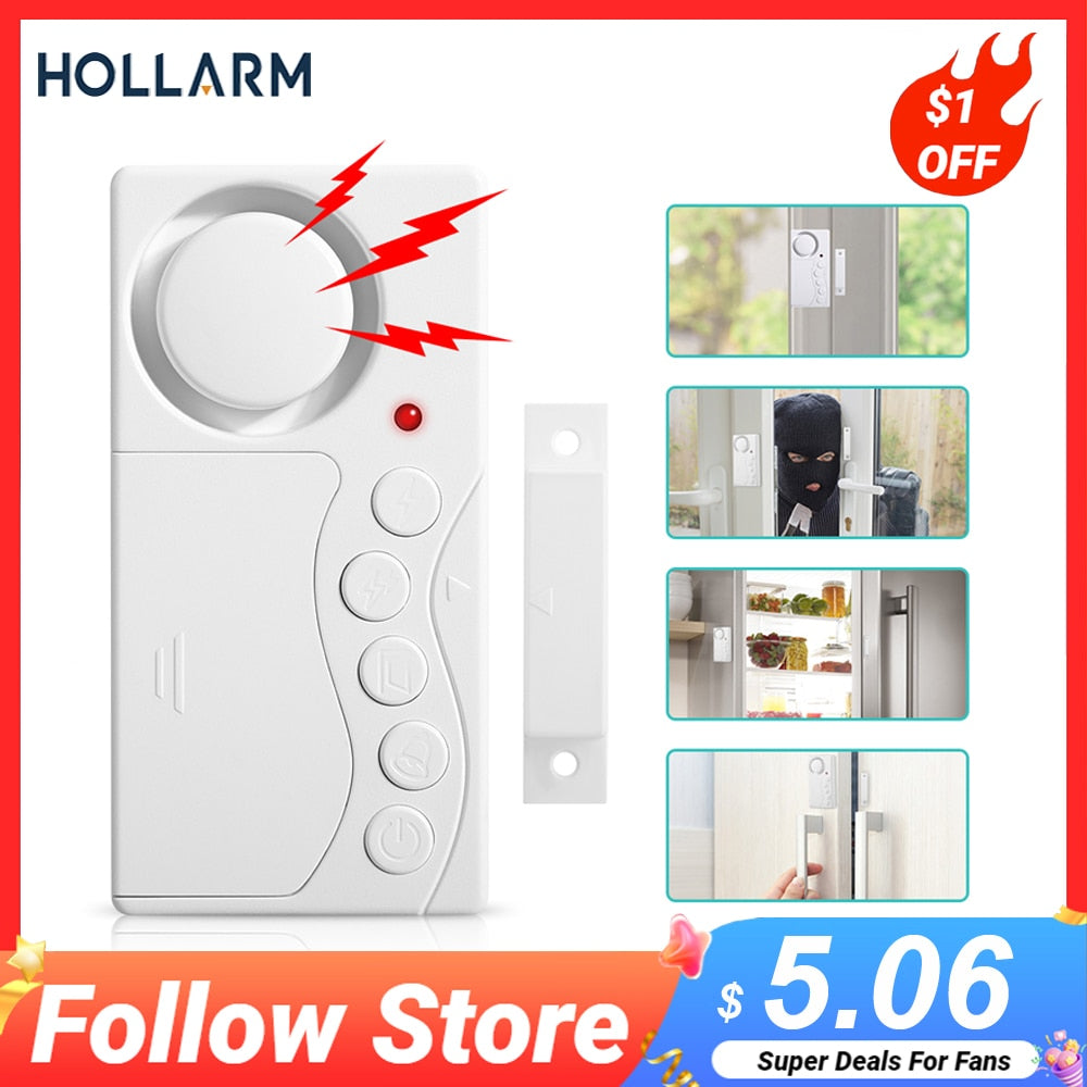 Hollarm Door Opening Sensor Wireless Time Delay Door Alarm Anti-theft Door Window Security Alarm Refrigerator Alarm Door Sensor