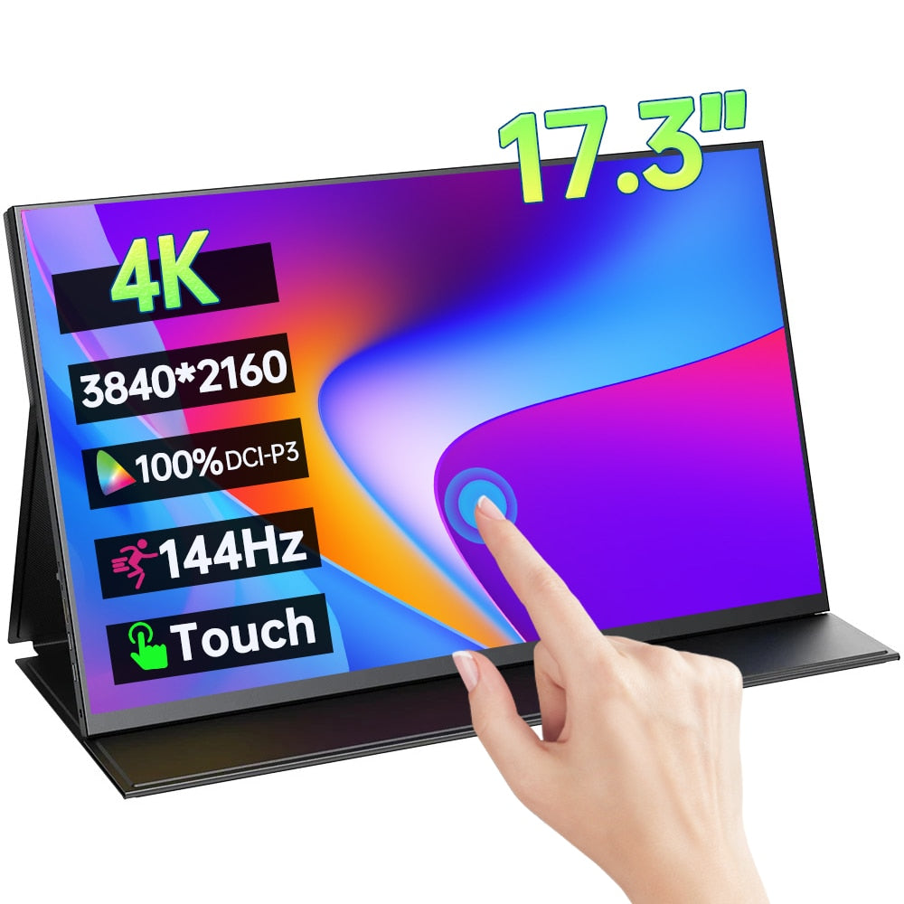15.6/17.3 Inch 4K 144Hz Touchscreen Portable Monitor 100%DCI-P3 HDR 1MS FreeSync IPS Screen Game Display For XBox PS4/5 Switch