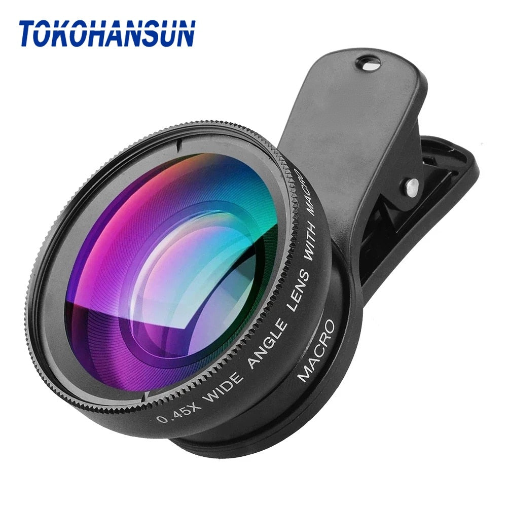 TOKOHANSUN Phone Lens Kit 0.45x Super Wide Angle & 12.5x Super Macro Lens HD Camera Lentes for iPhone 6S 7 Xiaomi All Cellphone