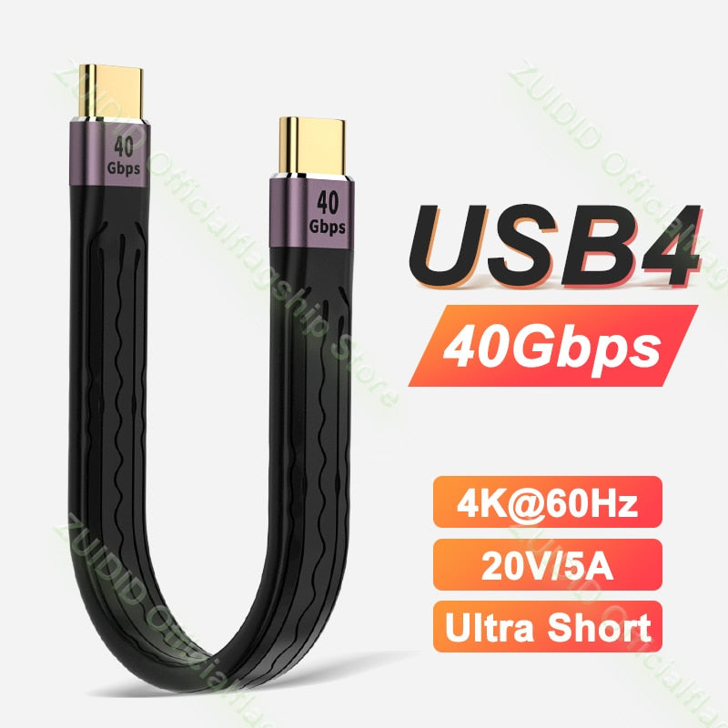 USB 4.0 Gen3 Data Cable PD 100W 5A Fast Charging USB C to Type C Cable Thunderbolt 3 4K@60Hz Cable USB Tipo C 40Gbps Data Cabel