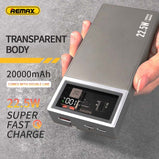 Remax 22.5W Power Bank 20000mAh Fast Charging External Battery Portable PD20W PowerBank Charger TypeC For iPhone Built in 2Cable